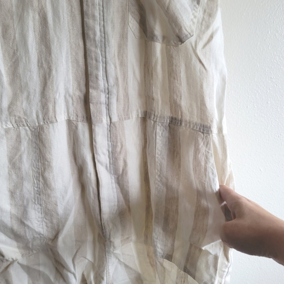 BLANK NYC,Changing Lanes Striped Linen Romper, Light Tan/Cream,  Size Large -NWT - Picture 9 of 13